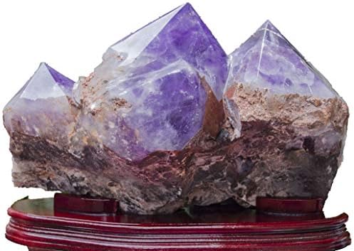 yippee 38.8 lbs Rare Best Extra Large Natural Amethyst Twins Cluster from Madagascar/Large Amethyst Points/Abundance Amethyst Points+Wood Stand