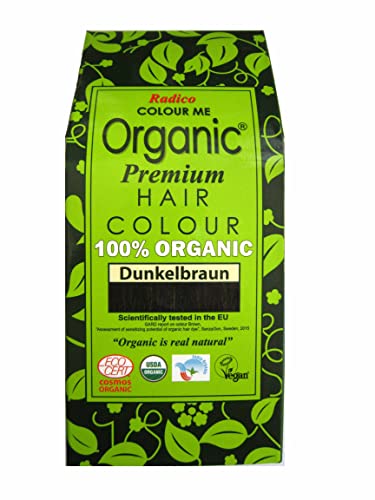 Radico Colour Me - Tinte orgánico para el pelo para plantas, color marrón oscuro, de hierbas ayurvédicas, sin amoniaco ni peróxido de hidrógeno, también para cabellos grises, 4 x 100 g