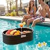 Devoko Floating Pool Tray Large PE Rattan Pool Serving Bar, Luxury Pool Floating Table with Handles for Pool Party, Hot Tub & Beach (Brown) #4