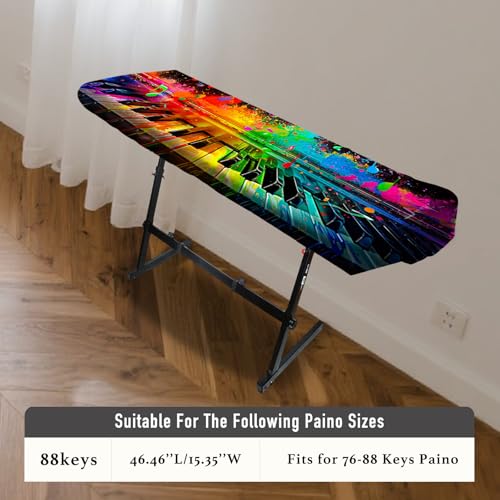 Image of Nuxovilar Neon Keys Piano Cover Elastic Milk Silk 88 Key | Elastic Protector Keyboard Guard Digital Instrument Wrap Dusting Home Studio Performance (Neon Lit Keys)