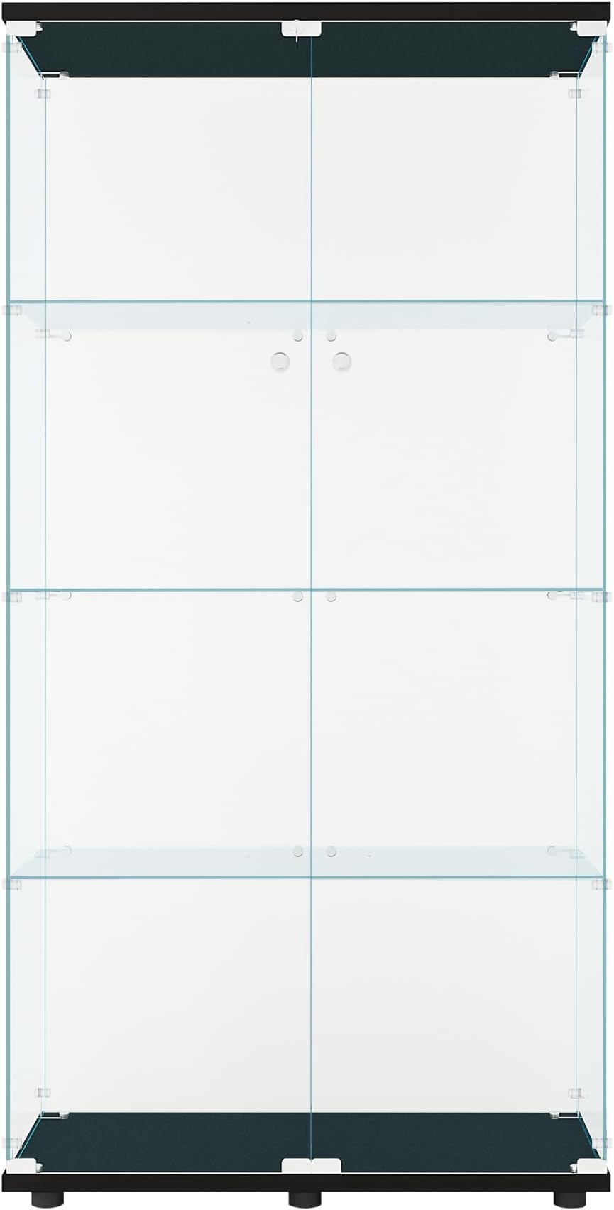 Glass Display Cabinet Kitchen Pantry Storage Cabinet Corner Bar Cabinet with Four Level Double-Door, 64”hx32''lx 14''w Black… NDJG-B