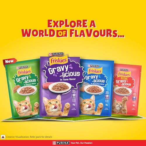 Image of Purina Friskies Tuna Gravy-Licious, for Adult Cats, Pack of 12 (70gx12)