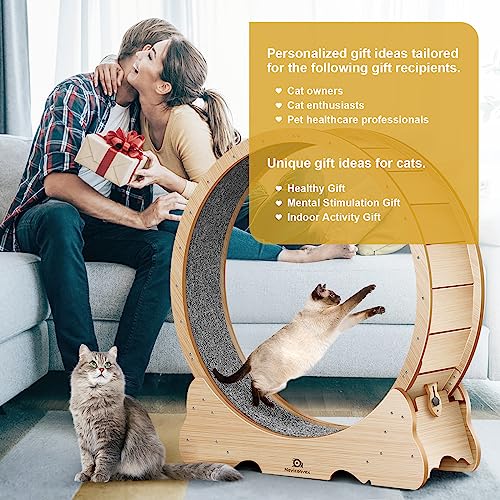 Naviconvex Cat Wheel, 45 inch Large XL Cat Treadmill, Cat Exercise Wheel with Carpeted Runway, Running Wheel for Indoor Cats, Cat Hamster Wheels,Cat Gifts for Cat Lovers,Kitty\'s Weight Loss and Health - Thumbnail 4