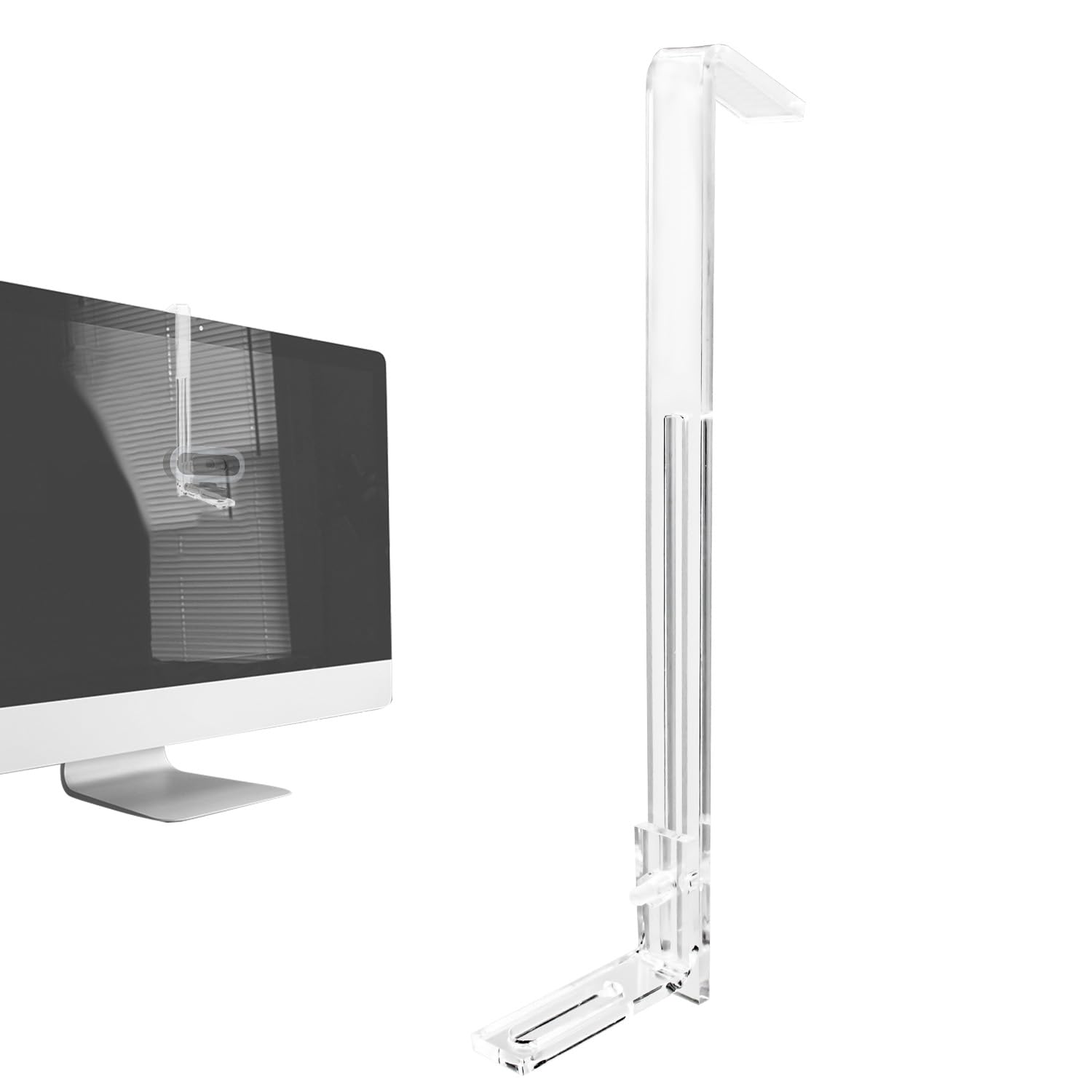 Webcam Mount for Monitor, 1/4" Screw - Universal Clip-On Holder for Logitech Brio, OBSBOT, Microsoft, Nexigo Webcams