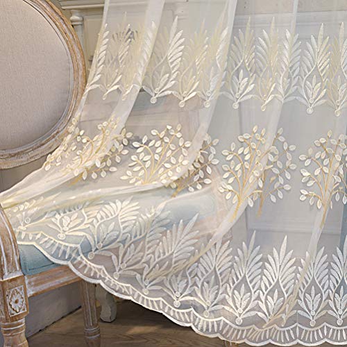 Rideau occultant double couche isolant thermique et phonique avec tulle brodé - 7