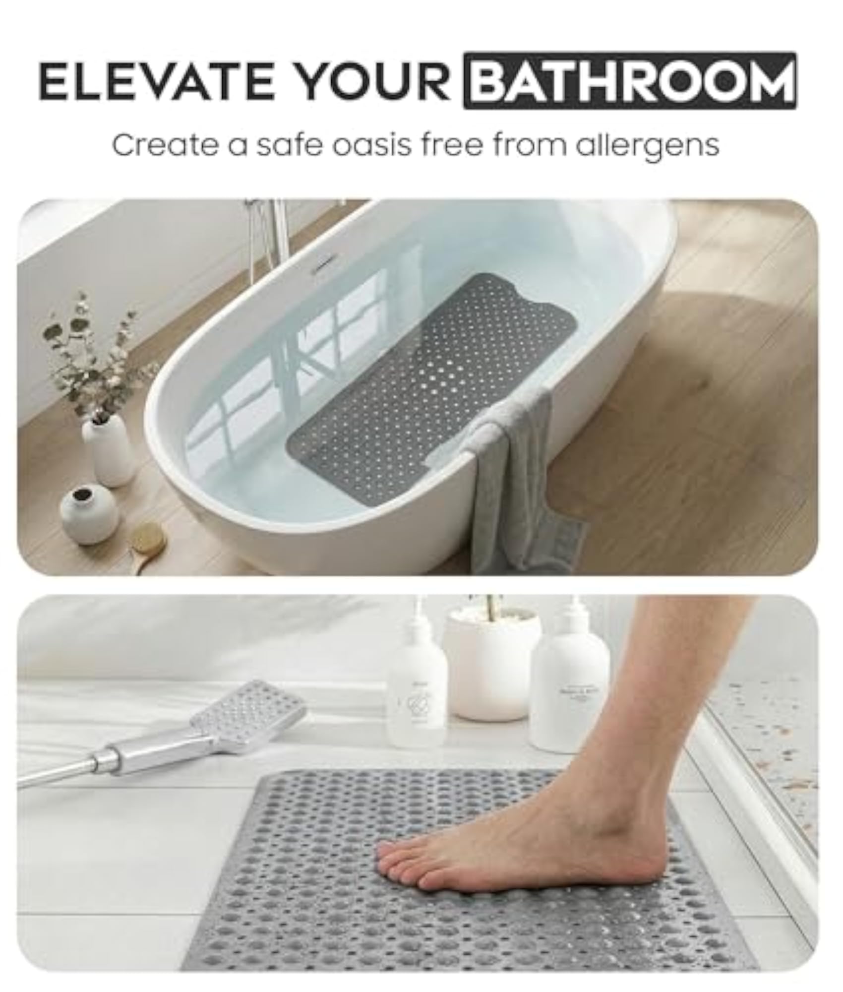Non Slip Bath Mat, Extra Long Shower Mat