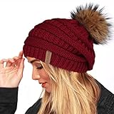 FURTALK Knit Beanie Hats for Women Men Fleece Lined Ski Skull Cap Slouchy Winter Hat Deep Purple¡­...
