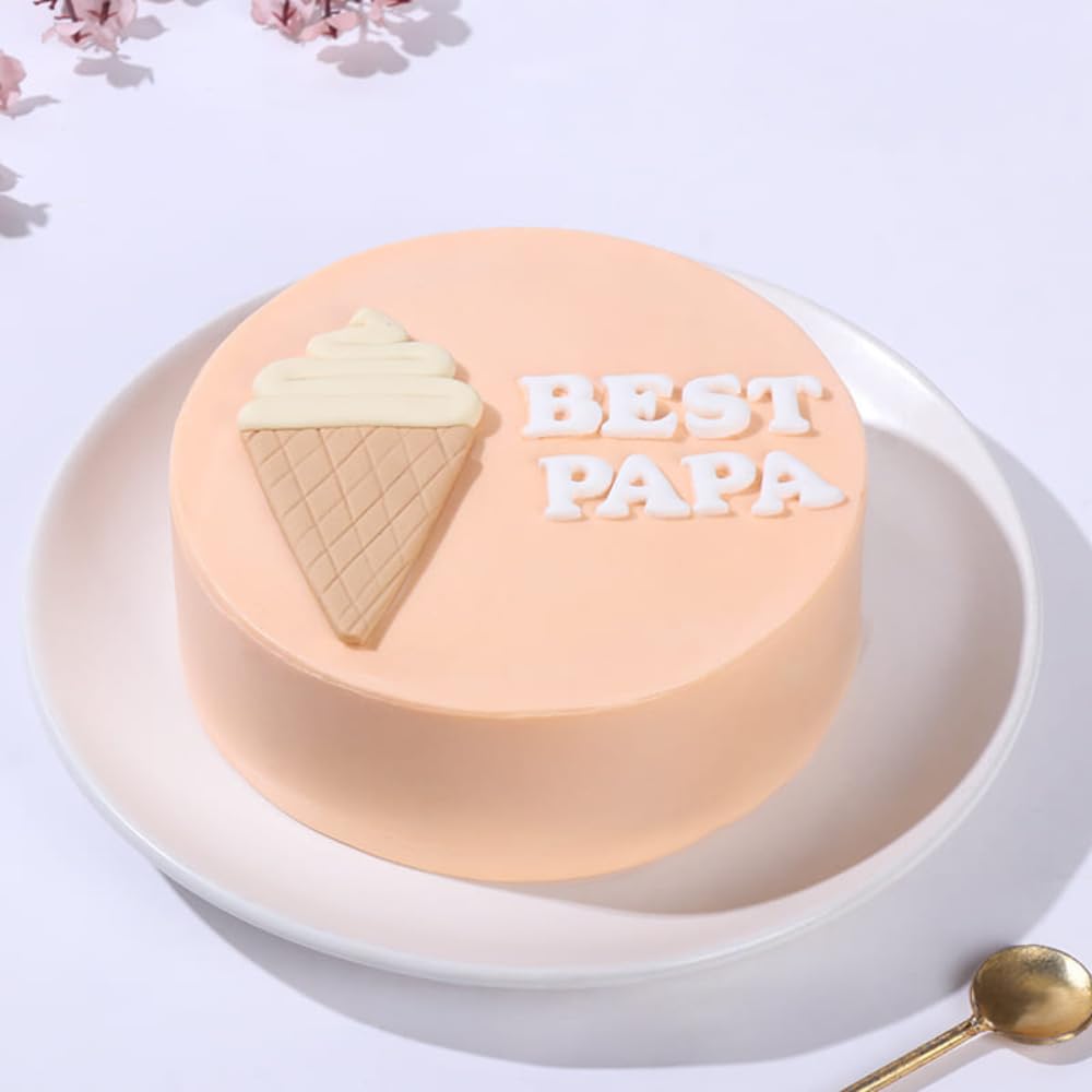 FlowerAura Delicious Fresh 0.5Kg Sweet Cone Strawberry Eggless Cake For Birthday Gift & Fathers Day Cake For Dad | Father | Papa | Father-In-Law | Appa (Same Day Delivery)-image-9