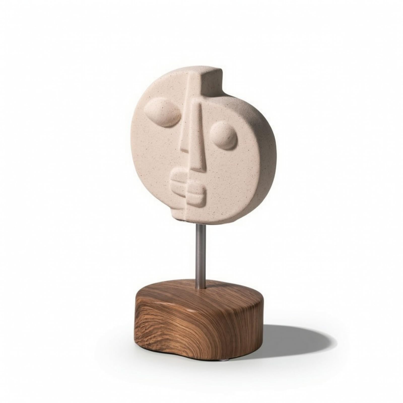 Scultura a Forma di da Tavolo Statuetta con Base in Legno Bifacciale Busto Astratto per Collezionisti D'arte, Soggiorno, Ingresso, Ufficio