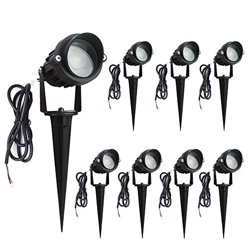 ALEDECO Outdoor Lens Led Landscape Lights 12V 5W Low Voltage Waterproof Garden Pathway Tree Spotlight (8 Pack)