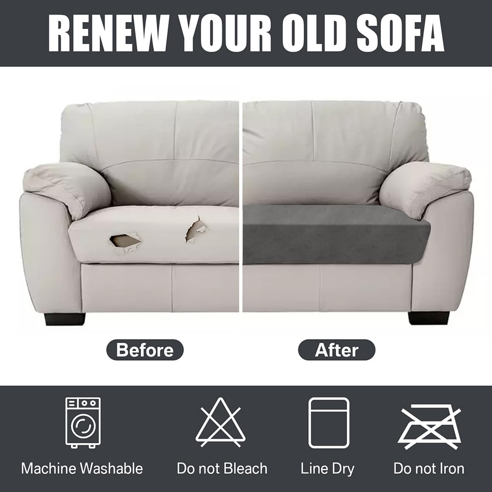 Teynewer Sofa Seat Cushion Cover, Sofa Cushion Slipcovers Stretch Velvet - Image 3