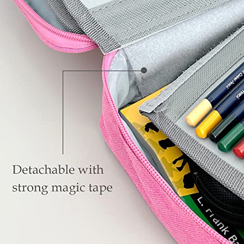 Image of allydrew Large Capacity 72 Slot Pencil Case for Colored Pencils, Stationery Pouch, Pink