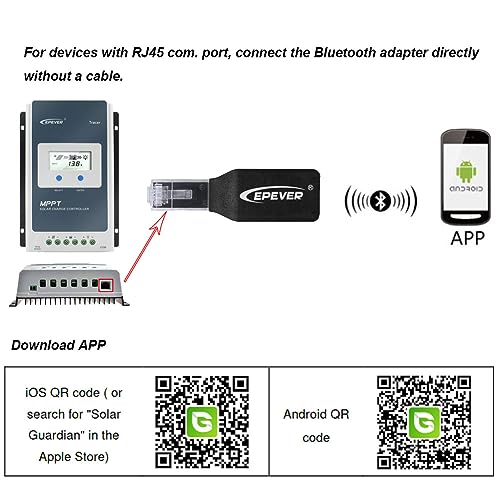 Controlador Solar Móvil APP Inalámbrica con EPEVER BLE Adaptador Bluetooth 4