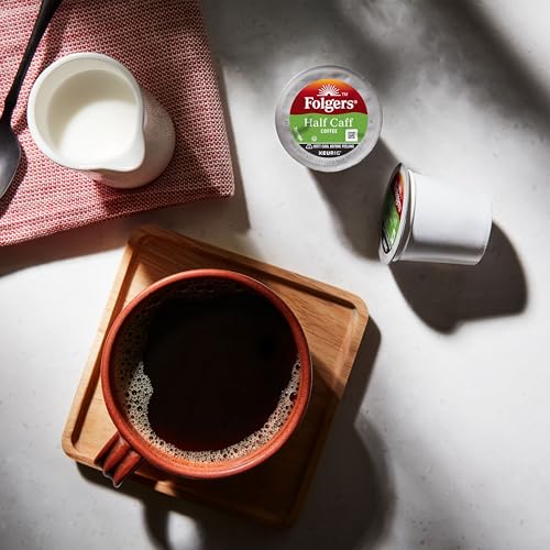 Image of Folgers Half Caff Coffee, Medium Roast, Keurig K-Cup Pods, 10 Count (Pack of 6)
