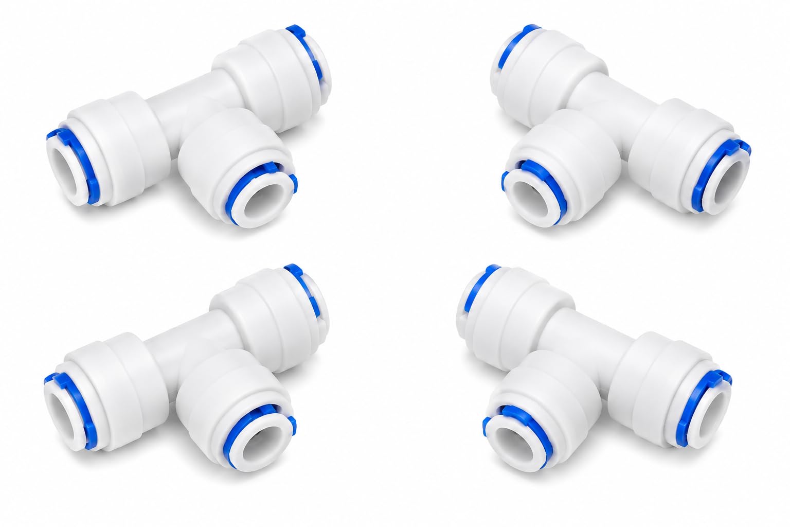 filox 4 pieces t-push connectors for ro water purifier pipes connectors | 3 way quick connect push fit type t shape elbow connector for ro water purifier tube fitting - 1/4 type