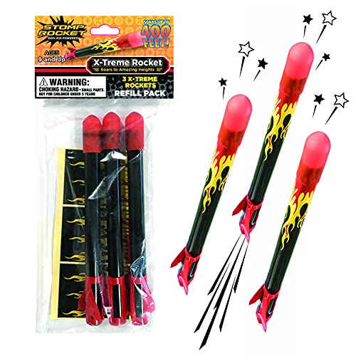 Stomp Rocket Extreme Rocket Refill Pack, 3 Rockets for Rocket Launcher - Outdoor Rocket Toy Gift for Boys and Girls- Ages 9 Years and Up - Compatible with X-Treme Rocket ONLY