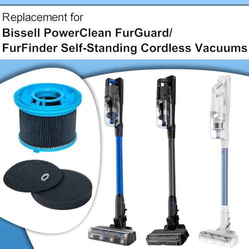 Image of Vacuum Filters Kit Replacement for Bissell 4052 4039 4137 PowerClean FurGuard 280W and FurFinder 200W Self-Standing Cordless Vacuum, 4 Filters and 6 Pre-Filter Pads Set included