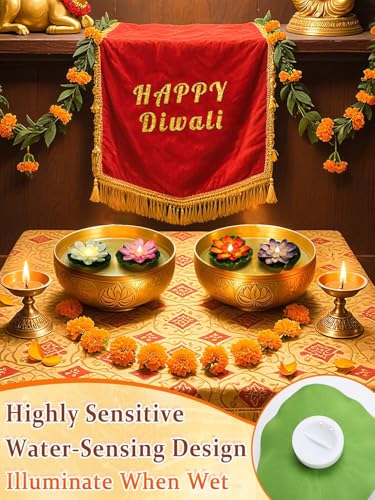 Image of CAVY LED Lotus Floating Diya Candles for Pool Pond, Glass Bowl | Water Sensor Waterproof LED Battery Operated Smokeless Candles for Home Decoration, Diwali Decoration, Indoor & Outdoor (Pack of 6)