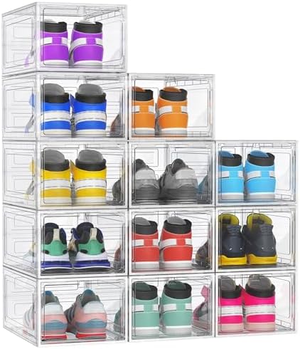 12 Pack Hard Sturdy Thickened Rigid XX Large Shoe Storage Organiz...