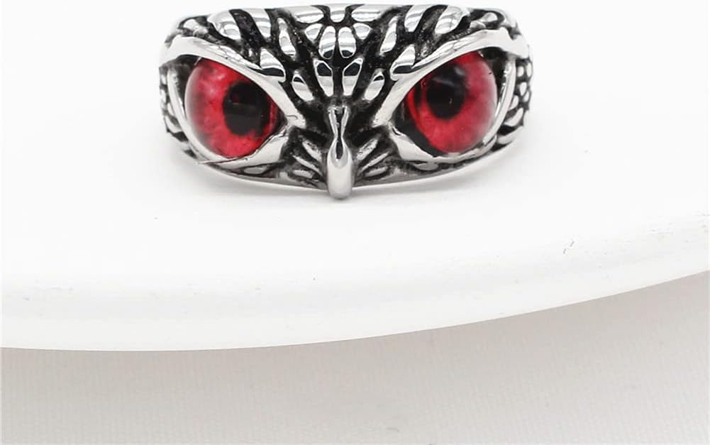 Stainless Steel Signet Biker Ring Vintage Animal Demon Eye Owl Rings for Men Women Statement Jewelry image 2