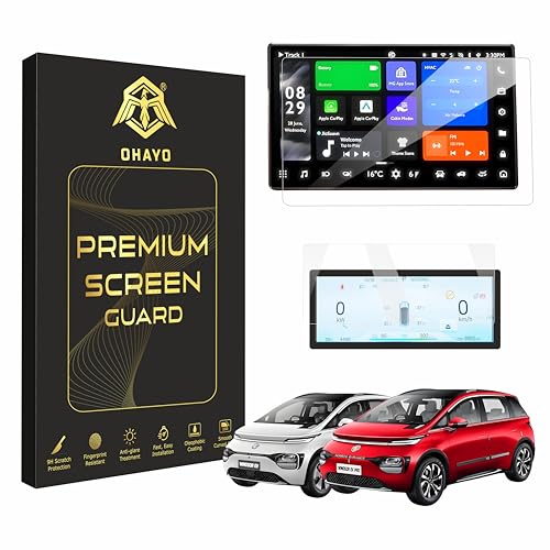 Image of OHAYO Screen Guard Combo for MG Windsor EV & EV Pro 2024-2025 | Compatible with Exclusive, Essence, Exclusive Pro & Essence Pro | 15.6 inch Infotainment Screen + 8.8 inch LCD Instrument Cluster Protector | Car Accessories (Not Tempered Glass)