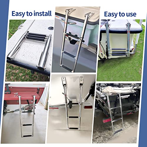 Hoffen 3 Step Telescopic Marine Boat Drop Ladder Swim Step - Stainless Steel Folding Ladder For Boat Yacht #TOP4