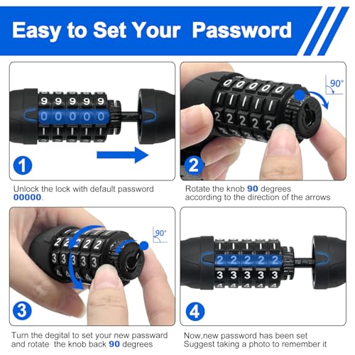 Image of NDakter Bike Lock, 5 Digit Combination Heavy Duty Anti Theft Bicycle Chain Lock, 2.62 /3.2 /4.27 /5 /6Ft Long, High Security Resettable, Suitable for Bike, Scooter, Door, Gate, Fence-4 /6mm Thick