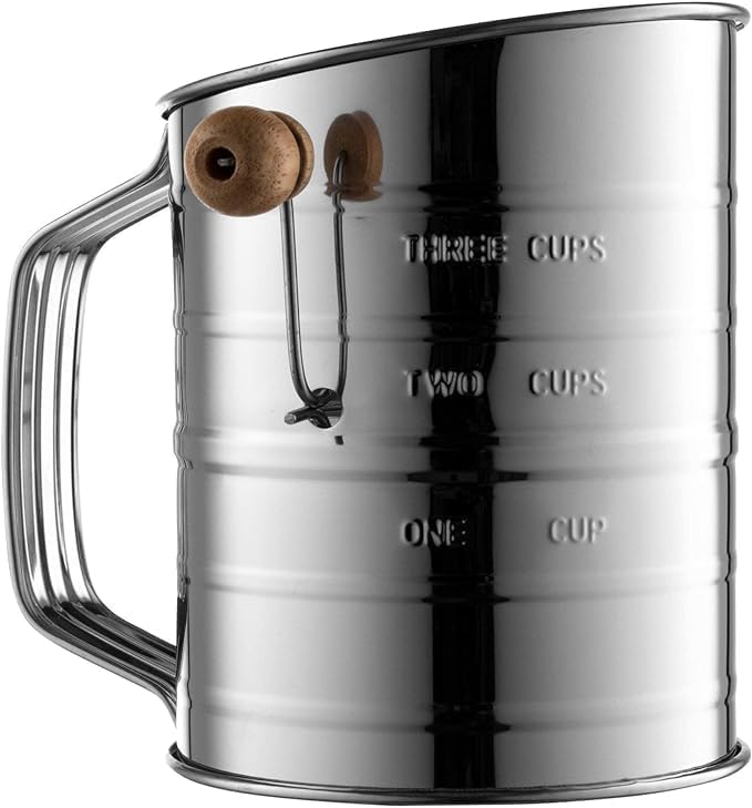 Bellemain 3 Cup Flour Sifter with Hand Crank