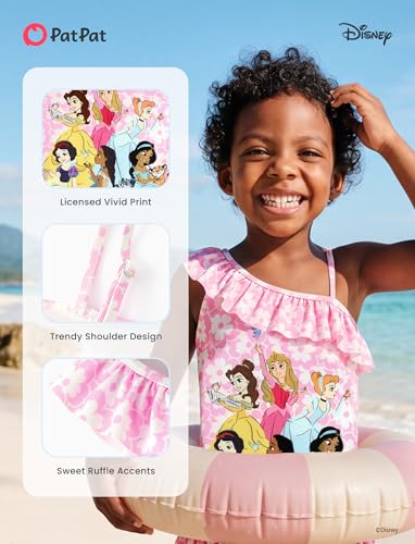 Image of Disney Stitch Frozen Marvel Minnie Mouse Girls Swimsuits Ruffle One Piece Bathing Suits UPF 50 Swimwear Quick Dry Size 2-13Y