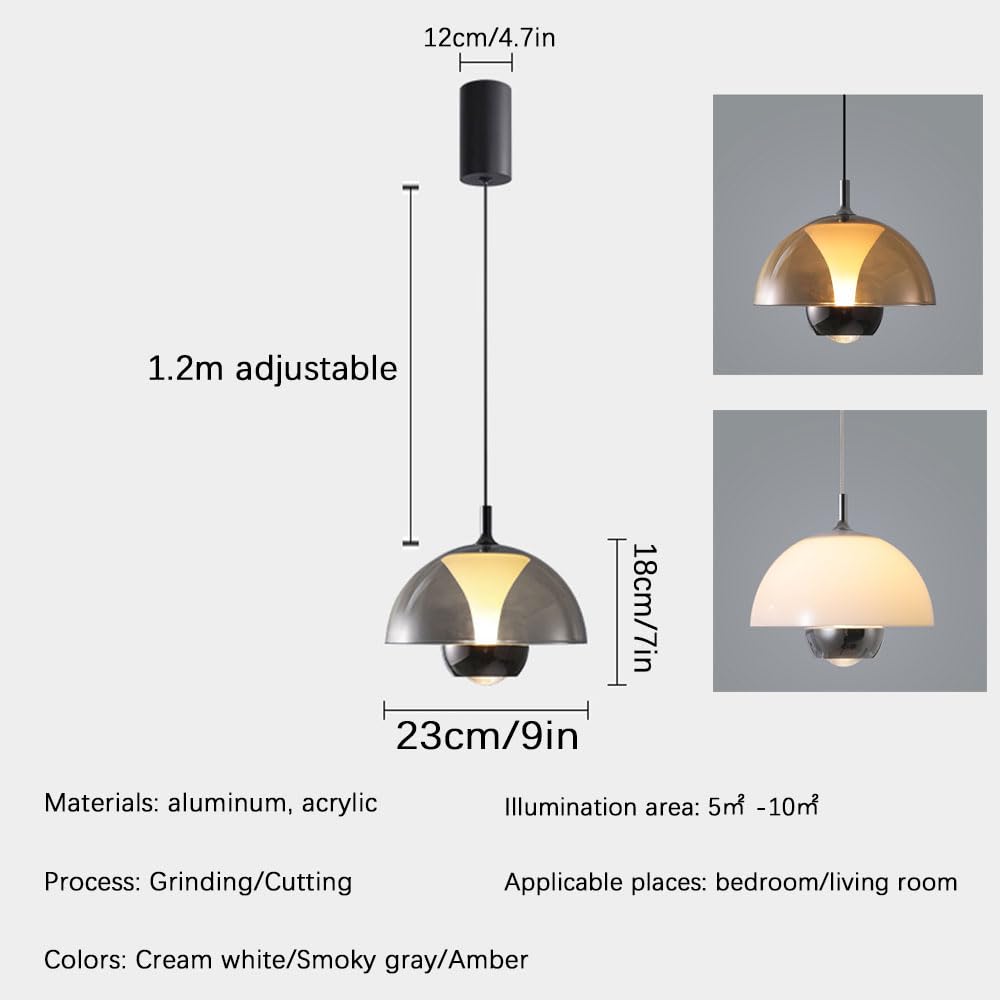 Lámpara colgante LED de espectro completo Gris ahumado, suspendida, con pantalla de cristal transparente Luminaria tricolor ajustable Para mostradores de bar, pasillos y mesitas