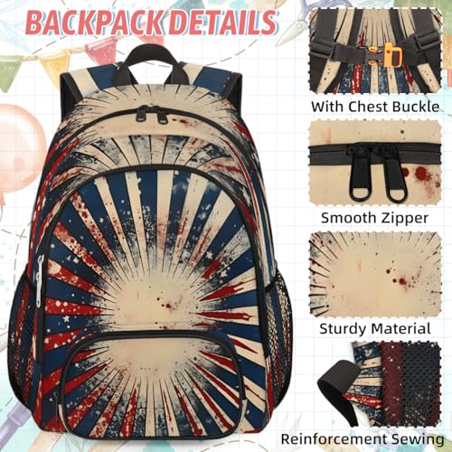 TropicalLife Geometric Backpack with Lunch Box Set, Back Pack and Lunch Bag Geometric Waterproof Casual Daypack Bag for Work Travel2