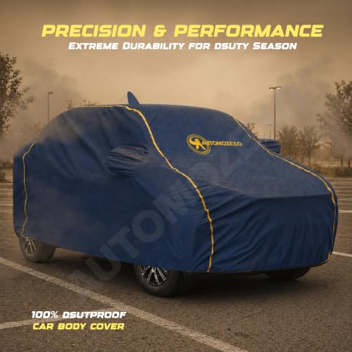 Image of Maruti Baleno Waterproof Car Cover with Antena & Mirror Pockets Triple Stitched Bottom Elastic Adjustable Belt Inner Cotton All Weather Protection Against Scratches Rain Dust UV Rays -Blue