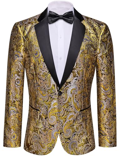 Image of Barry. Wang Men's Sport Coats & Blazers Flower Suit Jacket 1 Button Paisley Tuxedo Mardi Gras Carnival Parade Gift