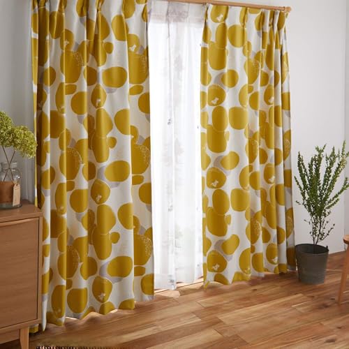 スミノエ(Suminoe) カーテン イエロー 幅205cm ×丈165cm ムーミン ロックパターン 遮光ドレープ A1010