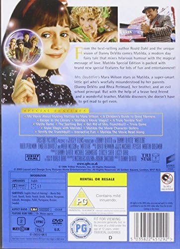 Amazon Co Jp Matilda Dvd Dvd ブルーレイ Danny Devito Rhea Perlman Mara Wilson Embeth Davidtz Pam Ferris Paul Reubens Tracey Walter Brian Levinson Jean Speegle Howard Sara Magdalin R D Robb Gregory R Goliath