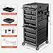 TASALON Lockable Salon Trolley - 6 Drawer Beauty Salon Cart with Tool Holders, Rolling Cart for Hair Stylist, Barber Station, Black