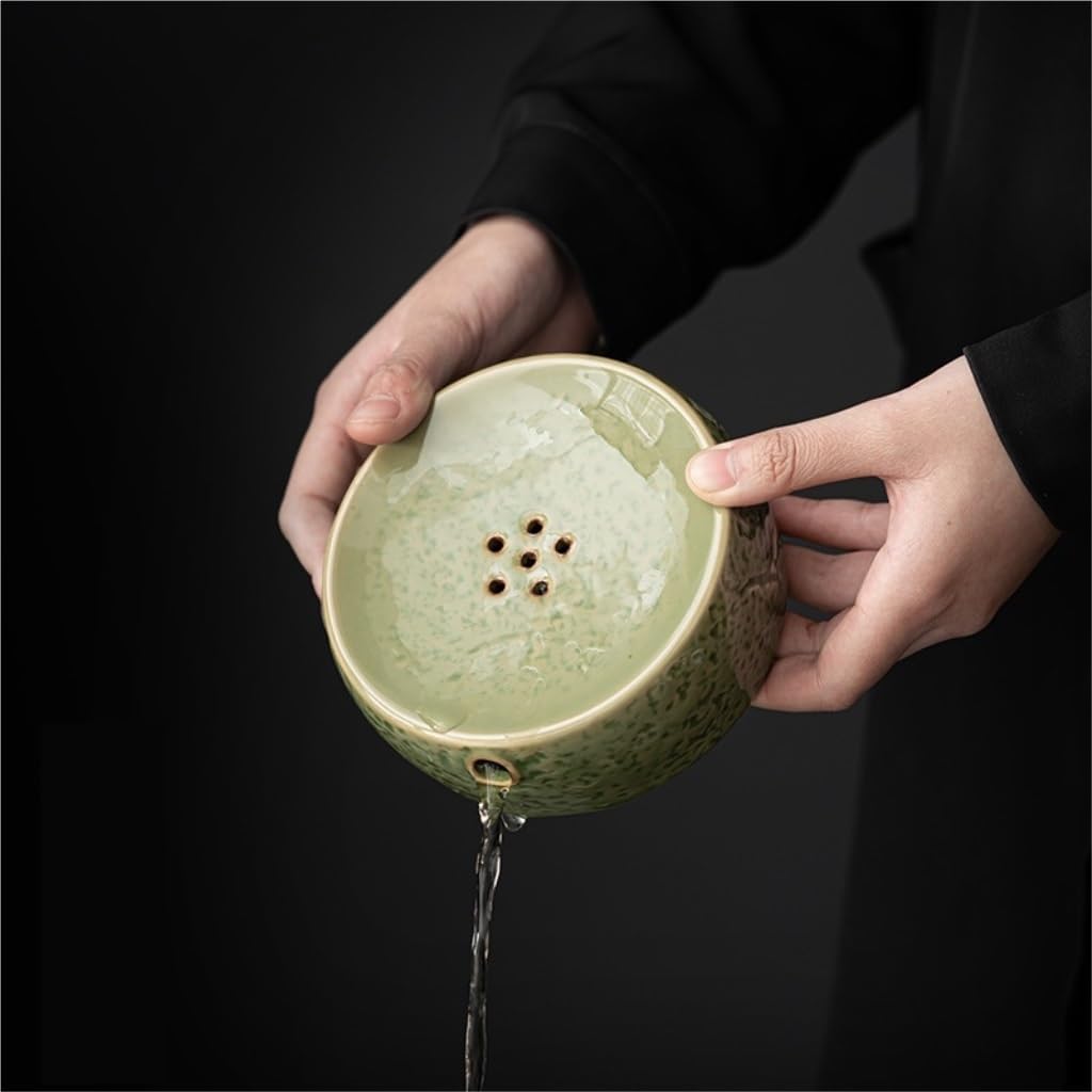 Tea Tray Kung Fu Tea Tray Ceramic Kung Fu Tea Set Office Teapot Base Round Drain Pan with Drain Outlet Suitable for Living Room, Restaurant, Tea Room, Etc. Suitable for Home,