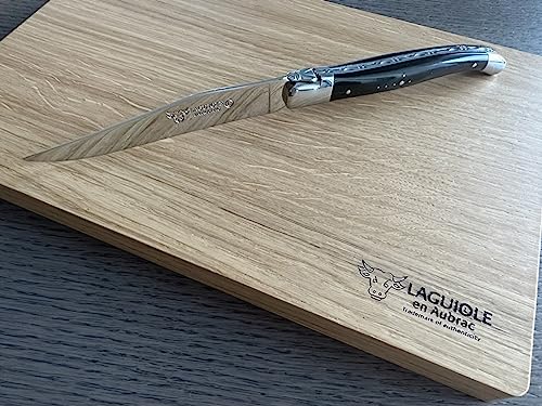 Laguiole en Aubrac Luxury Fully Forged Full Tang Stainless Steel Steak Knives 6-Piece Set with Buffalo Horn Handle, Stainless Steel Polished Bolsters, Made In France