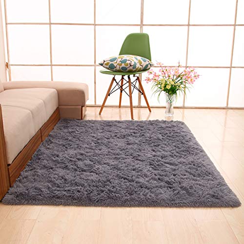 「ORRMALL」カーペット ラグマット シャギーラグ 絨毯 滑り止め付き ふわふわ ラグ センターカーペット5畳 6畳7畳 滑り止め付き 長方形 無地抗菌防臭 防ダニ 床暖房対応 無地 サラサラ 長方形(グレー 80*200cm約1.7畳)