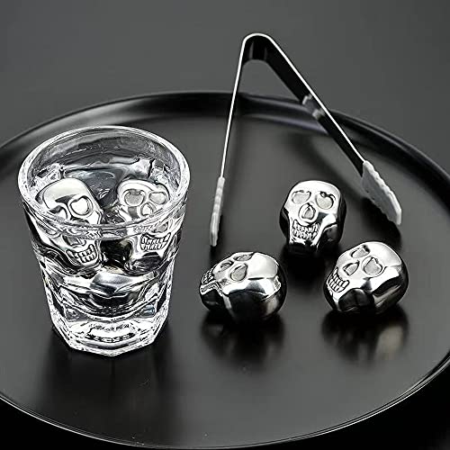 Piedras de Hielo Reutilizables de Acero Inoxidable en Forma de Calavera, Set de 6 miniatura 3