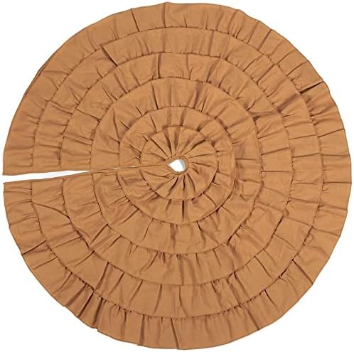 Tan Ruffle Christmas Tree Skirt with Ruffled Trim for Holiday Home Decor (50 in)