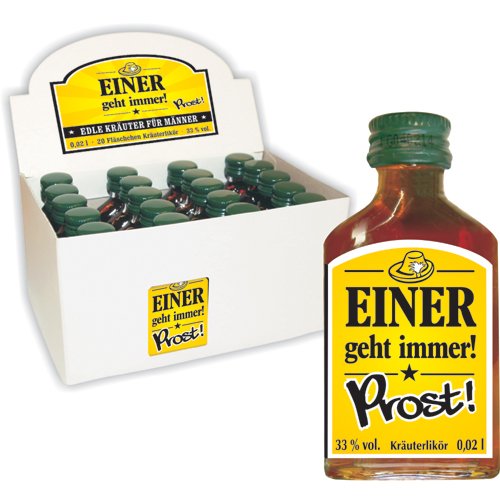 20er Kräuterlikör Display 20 St kleine Schnäpse 2 cl Tlaschen für Männer (20er Box einer geht immer 50114)