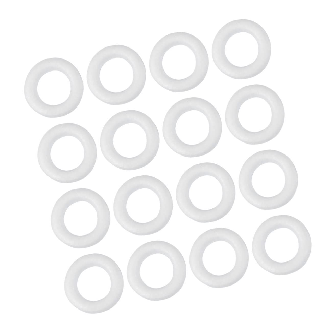 NUOBESTY 50Pcs DIY Circular Ring Foam Accessory for Kids Child DIY Art Painting Supplies White Polystyrene Solid Wreath Foam Rings for Children's Craft Projects and Kids Artwork