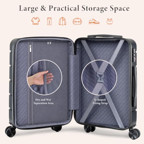 Image of Sweetcrispy 24 Inch Checked Luggage, Suitcase with Spinner Wheels