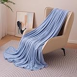 Amazon Basics Cooling Blanket for Hot Sleepers, Reversible Lightweight Thin Throw Blanket for Bed, Couch and Sofa, Queen (90' x 90'), Blue