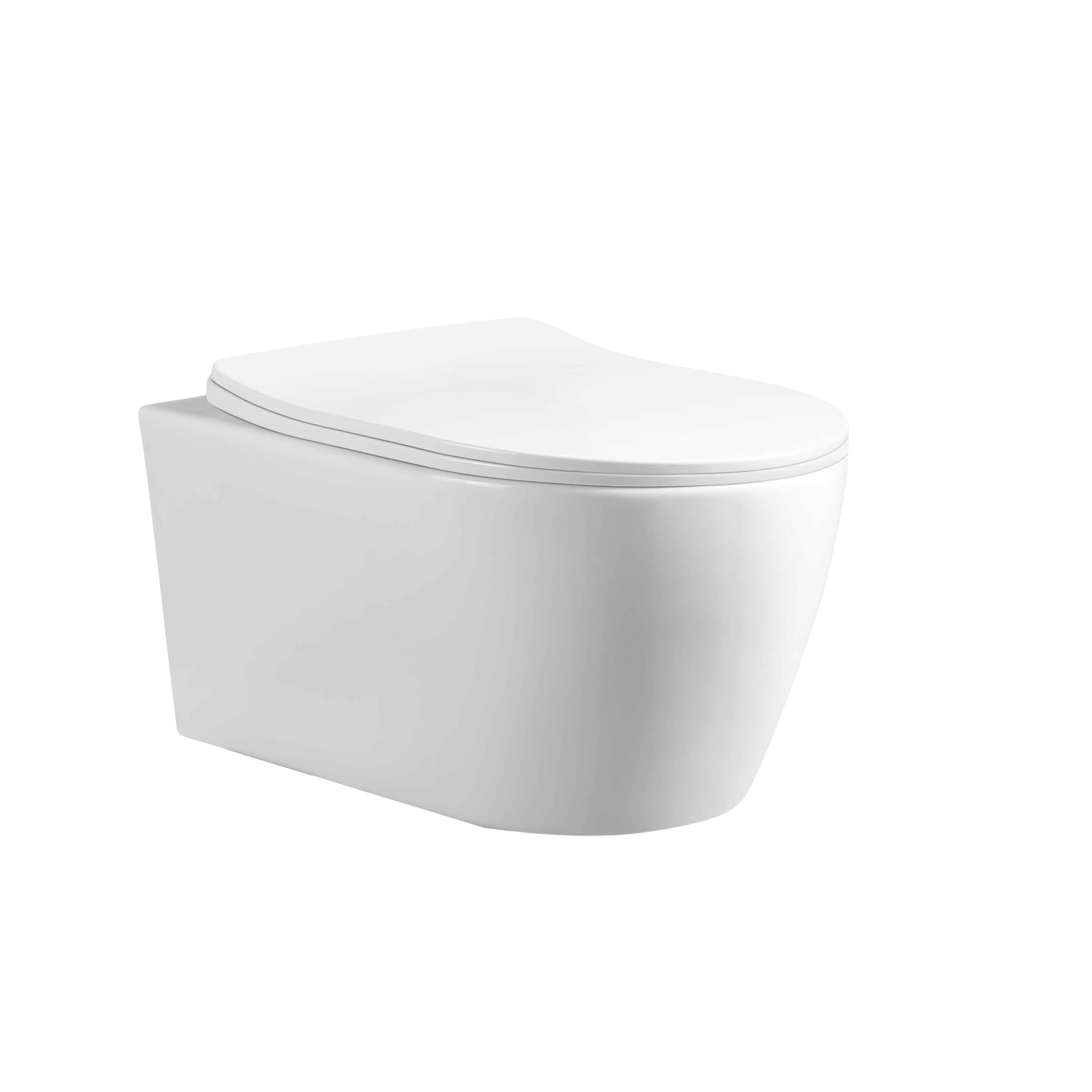 AquaUno LIA Wand-WC Weiß Tornado Flush Rimless, spülrandlose Hänge-Toilette aus Sanitärkeramik 53,5 x 36 x 36 cm mit Soft-Close Sitz
