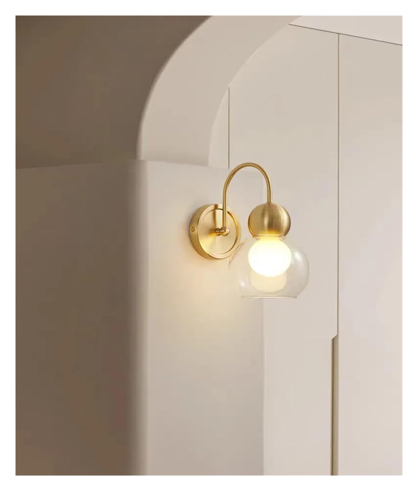 ZTCHSENZT Wall Lamp Dropshipping Clear Gray Glass Copper Lighting Fixtures for Foyer Bedroom Stairs,Gold-28CM