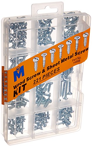 Midwest Fastener 14998 Corp 221 Piece Wood & Sheet Metal Screw Assortment Kit