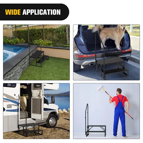 image for Nilight RV Steps with Handrail, 2 Steps Hot Tub Steps Outdoor RV Stair