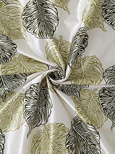 Image of Cortina Durable & Stylish Premium Leaf Print 100% Polyester Curtains - Metal Grommets - Easy Fitting Over Window - Bedroom Living Room Kids Room Hall Kitchen - 7 Feet Set of 1 - Green 4